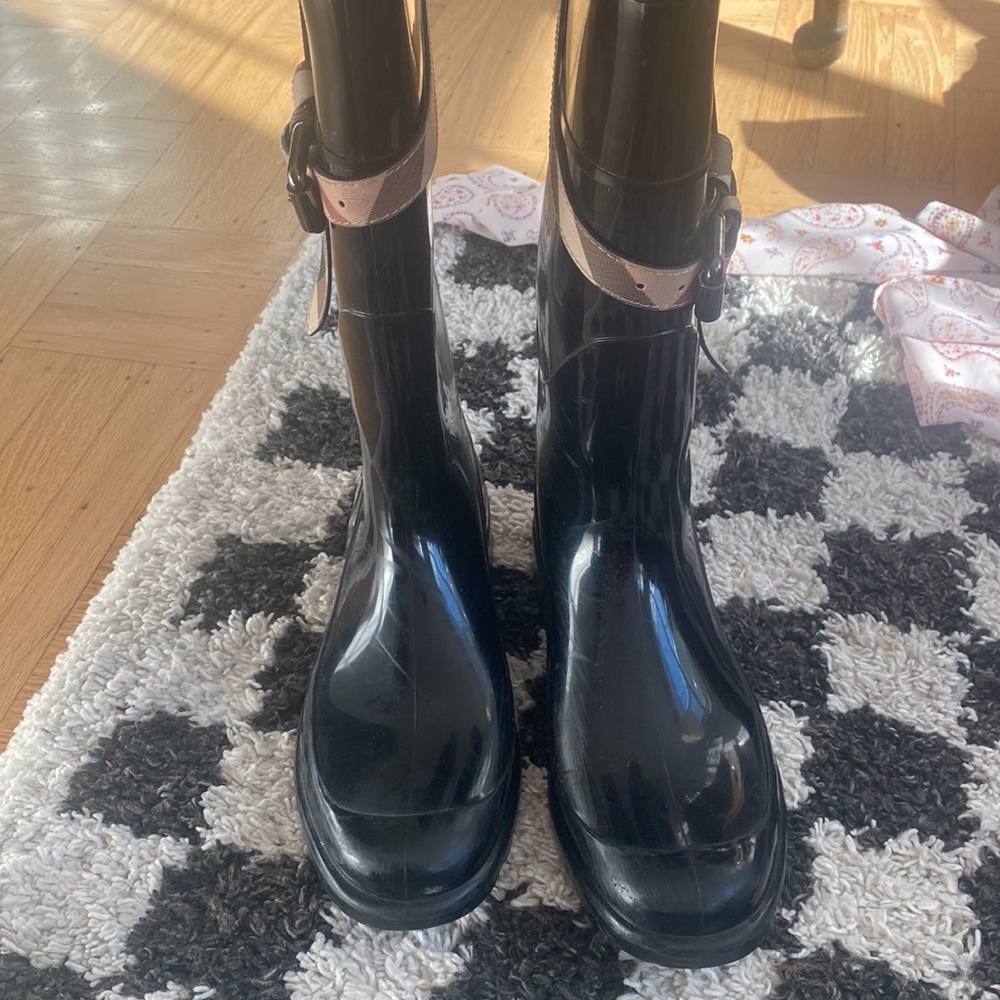 Burberry black rain boots Kenyon nova check belt - Picture 4 of 10